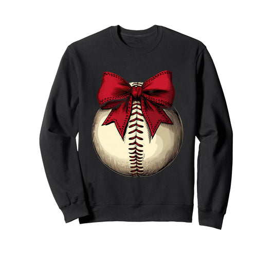 Baseball Coquette Bow Baseball Sweatshirt - Casual Everyday Wear Men Women - T-Shirt, Sweatshirt, Hoodie