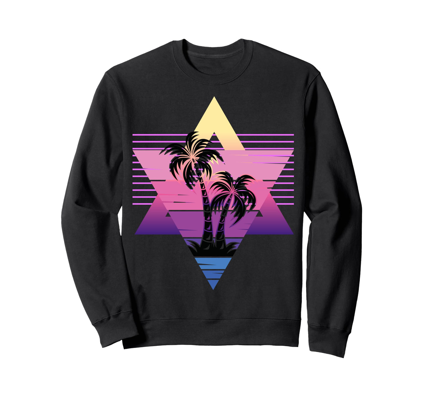 80S Vaporwave Palm Trees Sunset Sweatshirt - Unique Graphic Men Women - T-Shirt, Sweatshirt, Hoodie