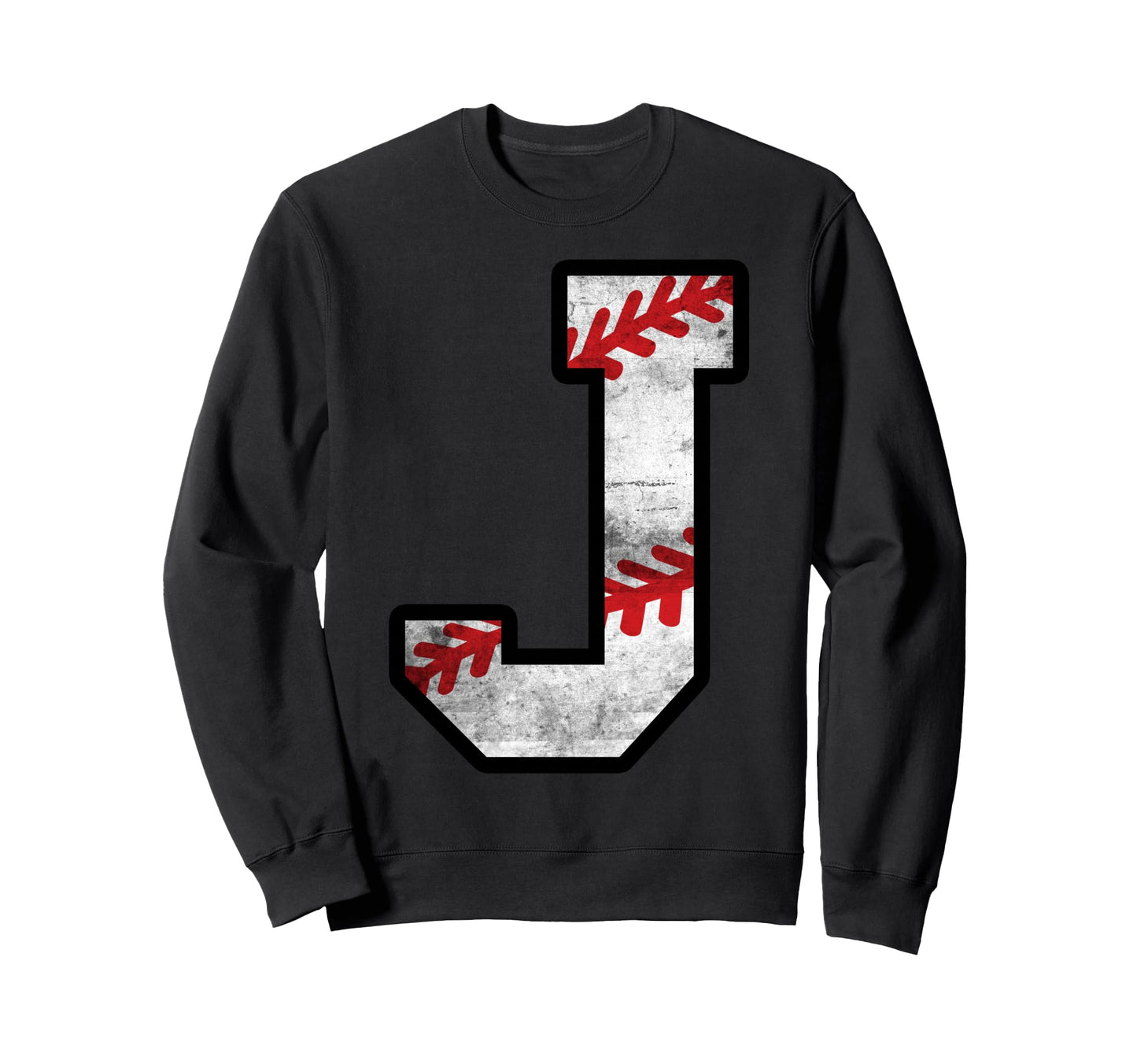 Distressed Baseball Letter J Sweatshirt - Unique Graphic Unisex - T-Shirt, Sweatshirt, Hoodie