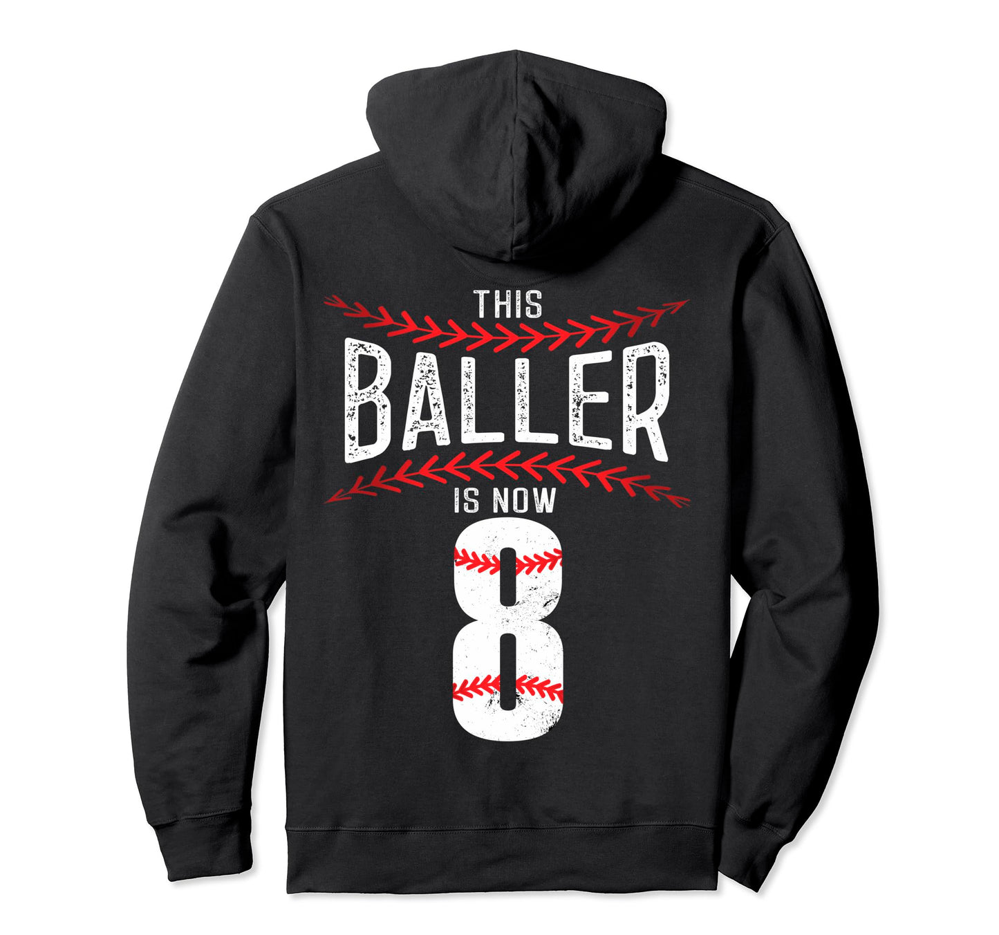 This Baller Is Now 8 Baseball Birthday Hoodie - Aesthetic Graphic Unisex - T-Shirt, Sweatshirt, Hoodie