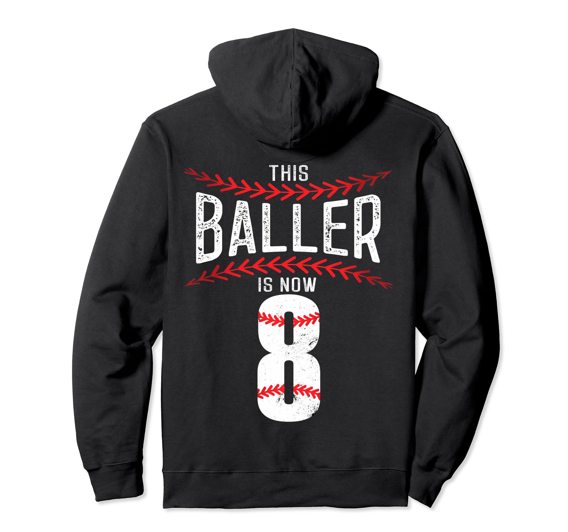 This Baller Is Now 8 Baseball Birthday Hoodie - Aesthetic Graphic Unisex - T-Shirt, Sweatshirt, Hoodie