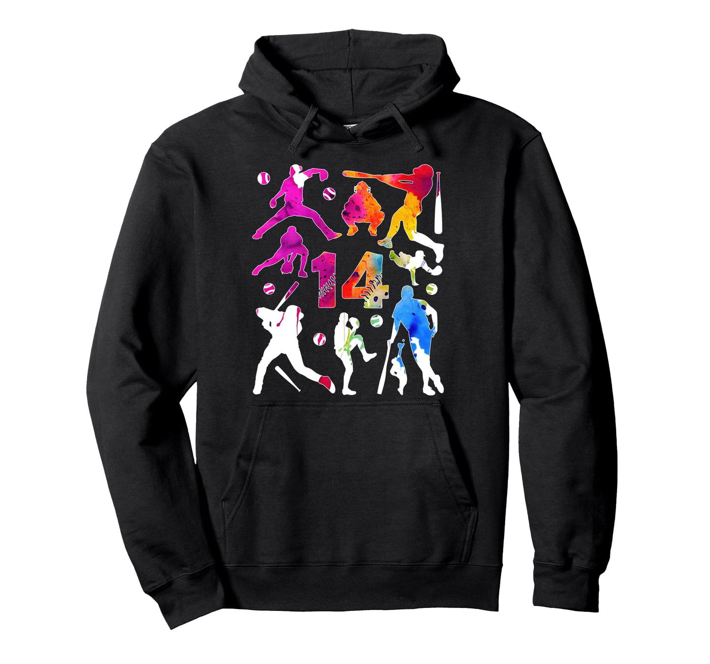 Number 14 Years Baseball 14Th Birthday Hoodie - Graphic Print Men Women - T-Shirt, Sweatshirt, Hoodie