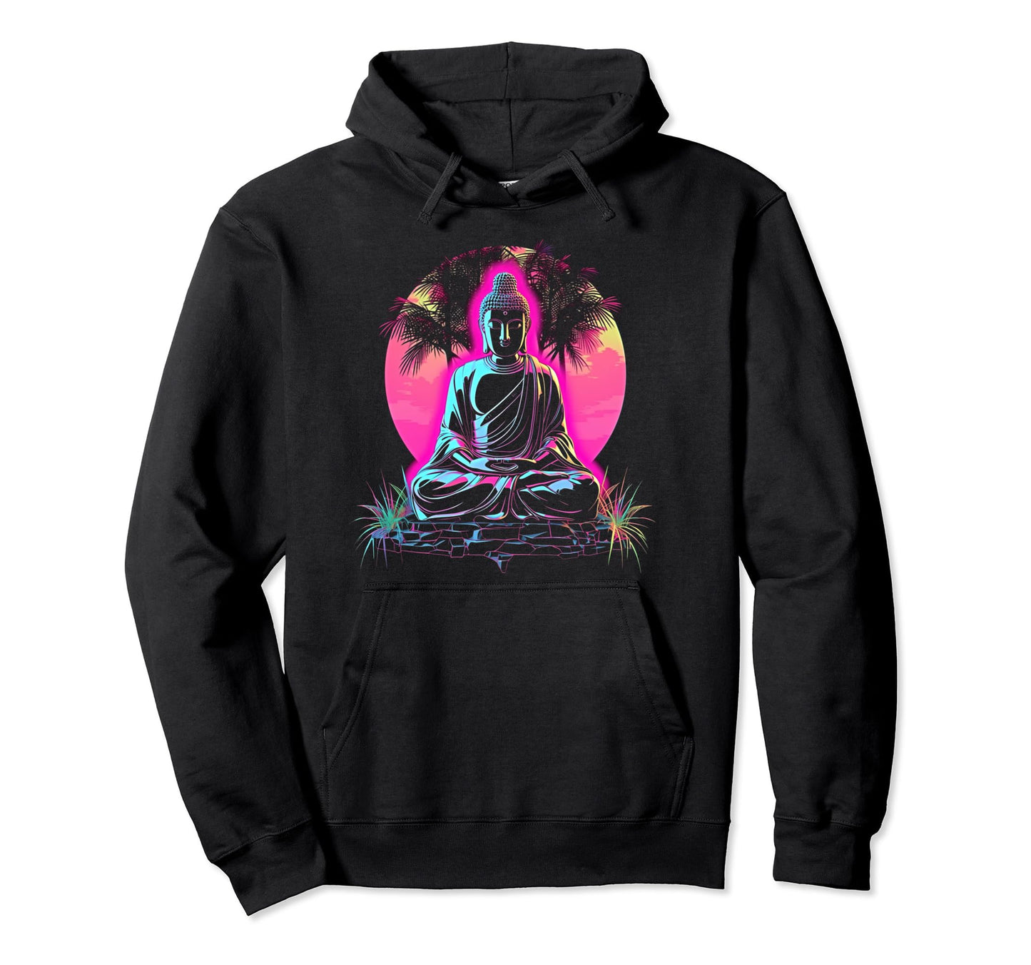 Vaporwave Buddha 80S Synthwave 2 Hoodie - Minimalist Print for Adults - T-Shirt, Sweatshirt, Hoodie