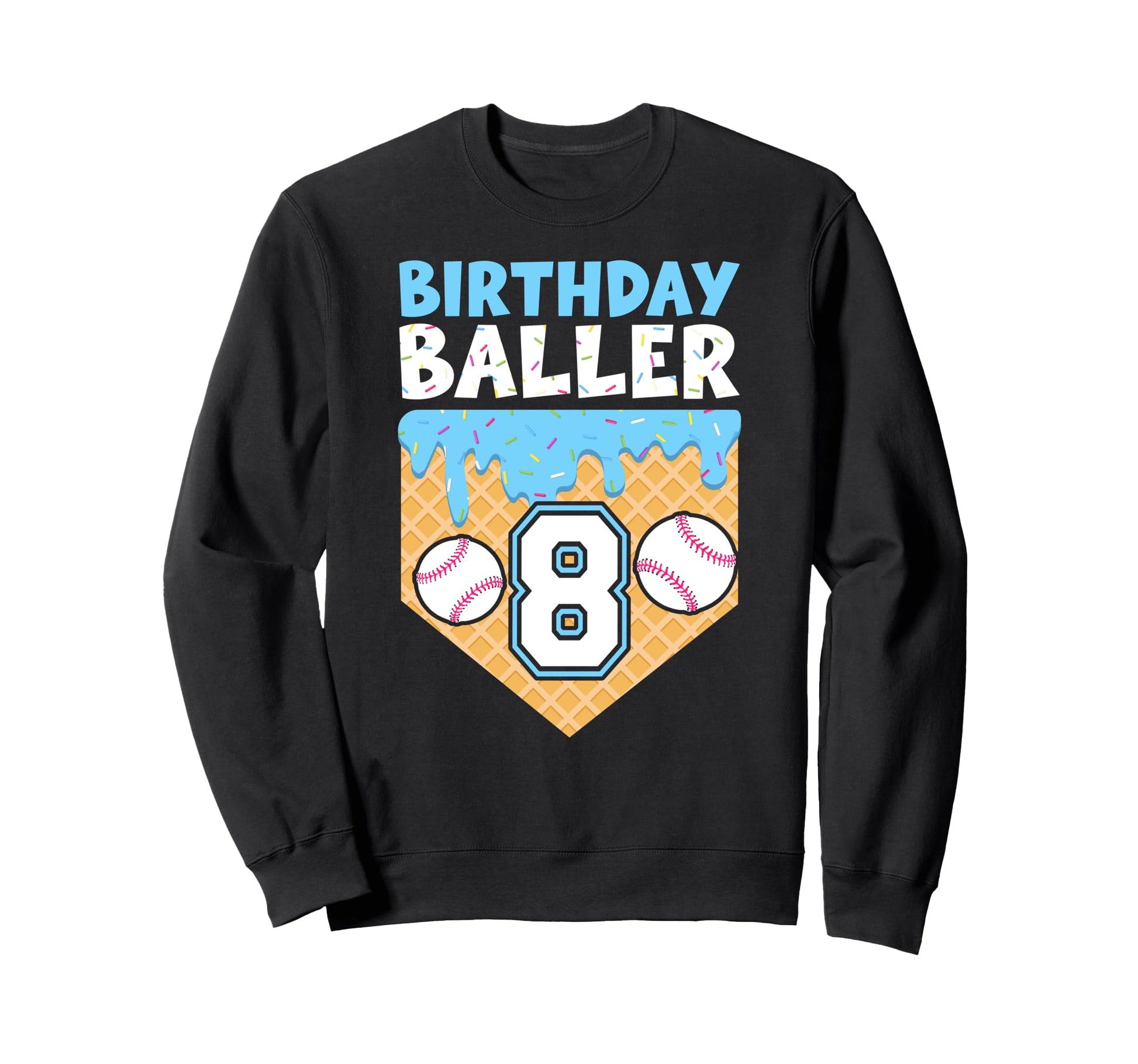 8Th Baseball Birthday Party 8 Sweatshirt - Aesthetic Graphic for Adults - T-Shirt, Sweatshirt, Hoodie