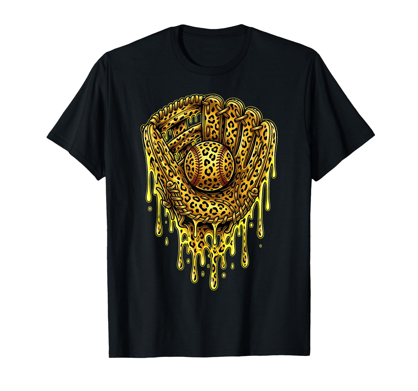 Leopard Baseball Drip Baseball Player T-Shirt - Unique Graphic Unisex - T-Shirt, Sweatshirt, Hoodie