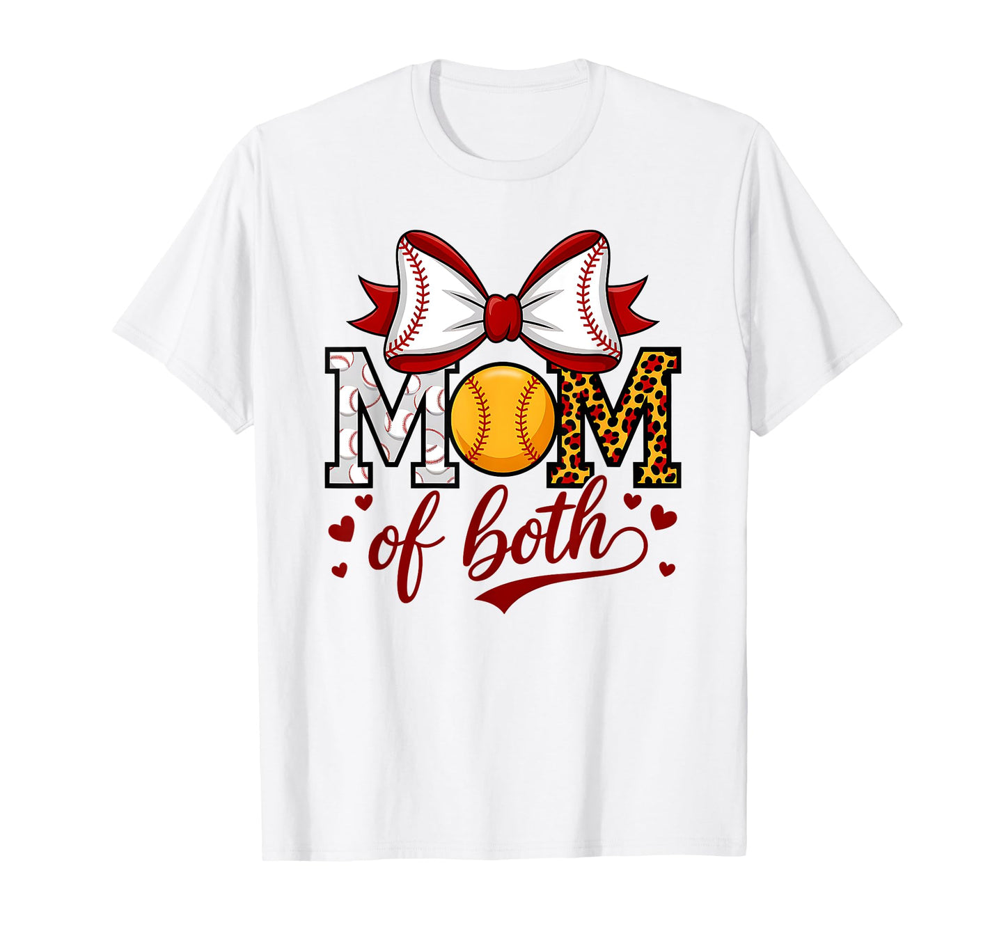 Mom Both Leopard Game Day Baseball T-Shirt - Novelty Apparel for Adults - T-Shirt, Sweatshirt, Hoodie