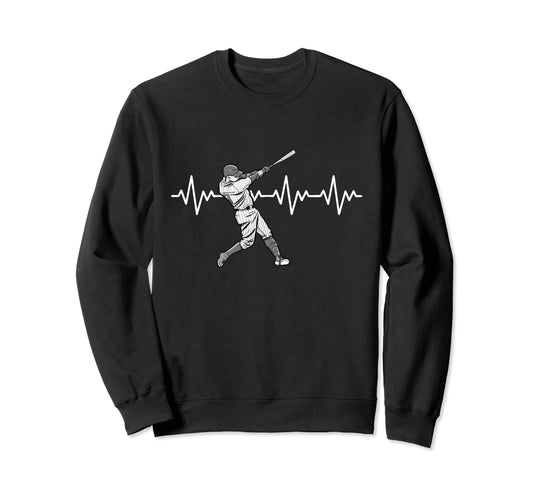 Baseball Heartbeat Funny Baseball Sweatshirt - Graphic Print Men Women - T-Shirt, Sweatshirt, Hoodie