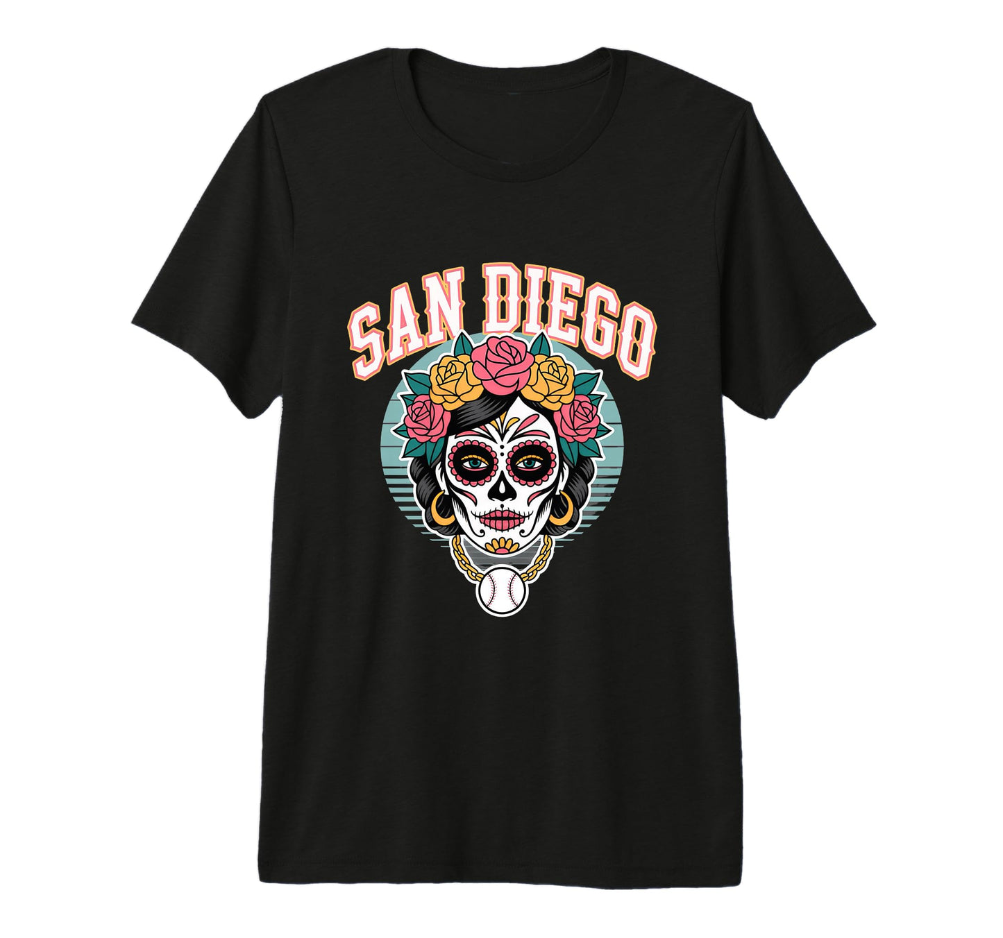 San Diego Sugar Skull Flower City T-Shirt - Trendy Graphic Men Women - T-Shirt, Sweatshirt, Hoodie
