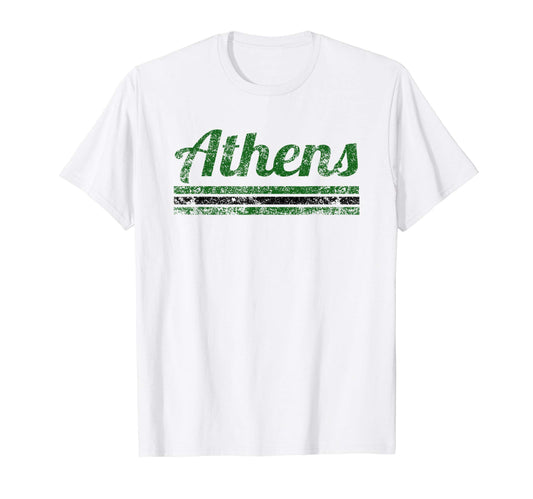 Athens Ohio Weathered Stripe Throwback T-Shirt - Unique Graphic Men Women - T-Shirt, Sweatshirt, Hoodie