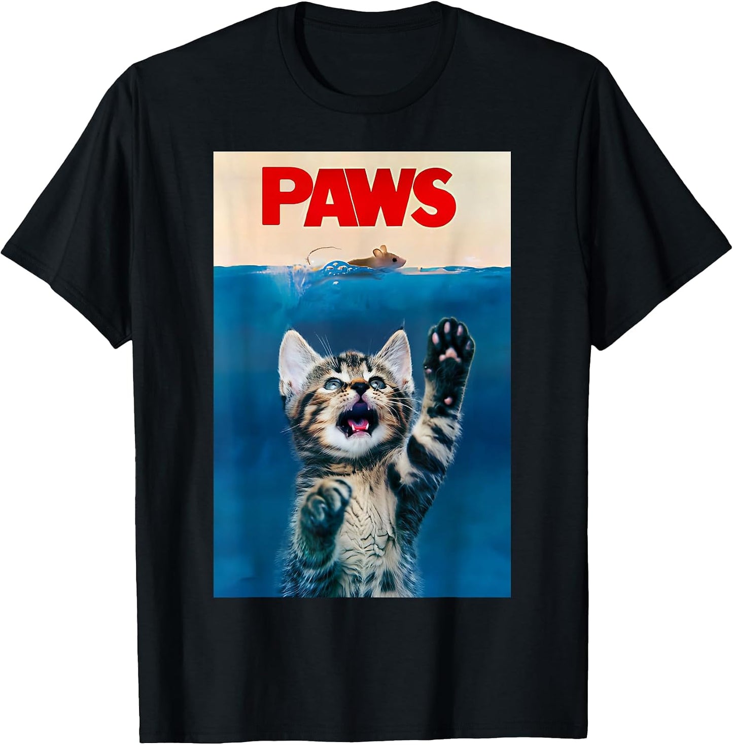 Paws Funny Cat Parody Lover Gift Kitten Shark Mouse - Adult & Kids T-Shirts, Sweatshirts & Hoodies apparel design preview 1