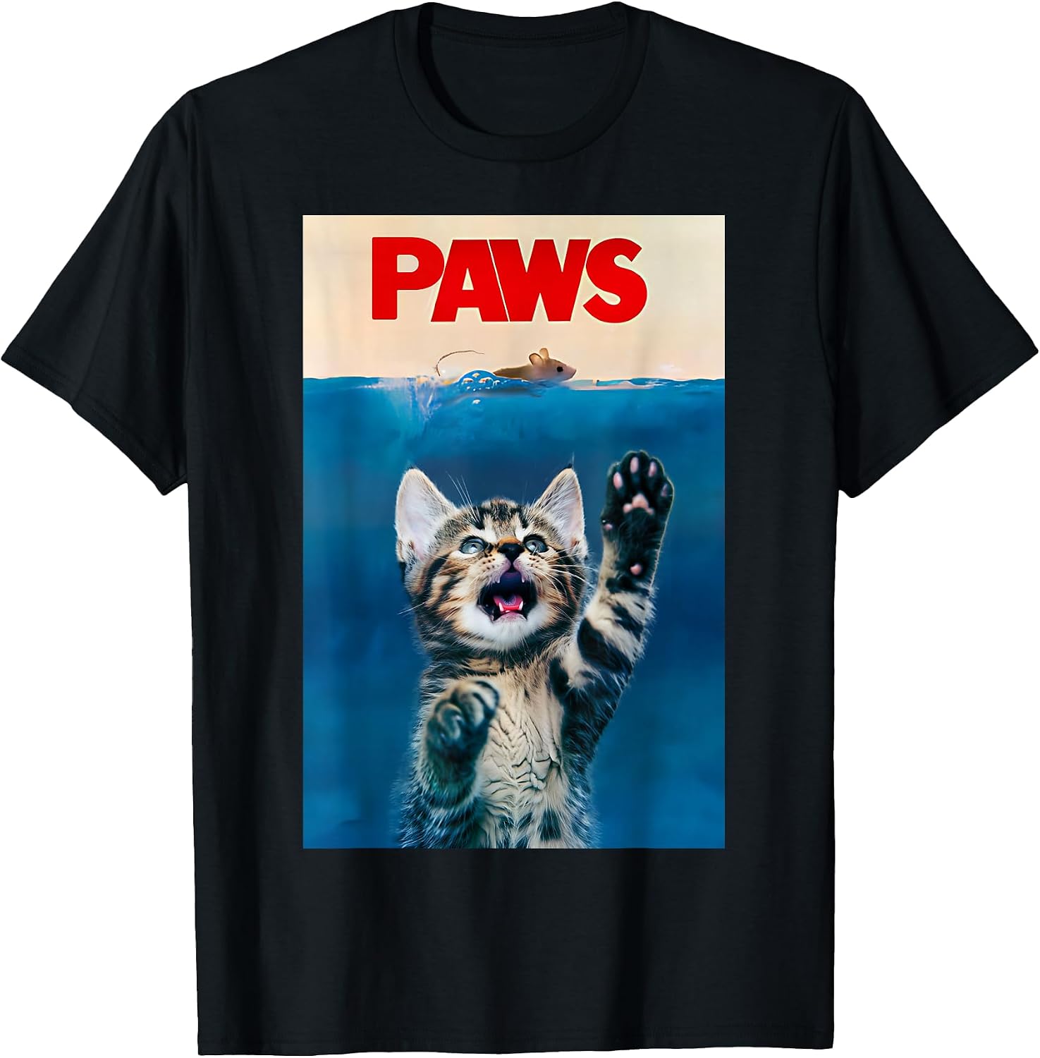 Paws Funny Cat Parody Lover Gift Kitten Shark Mouse - Adult & Kids T-Shirts, Sweatshirts & Hoodies apparel design preview 1