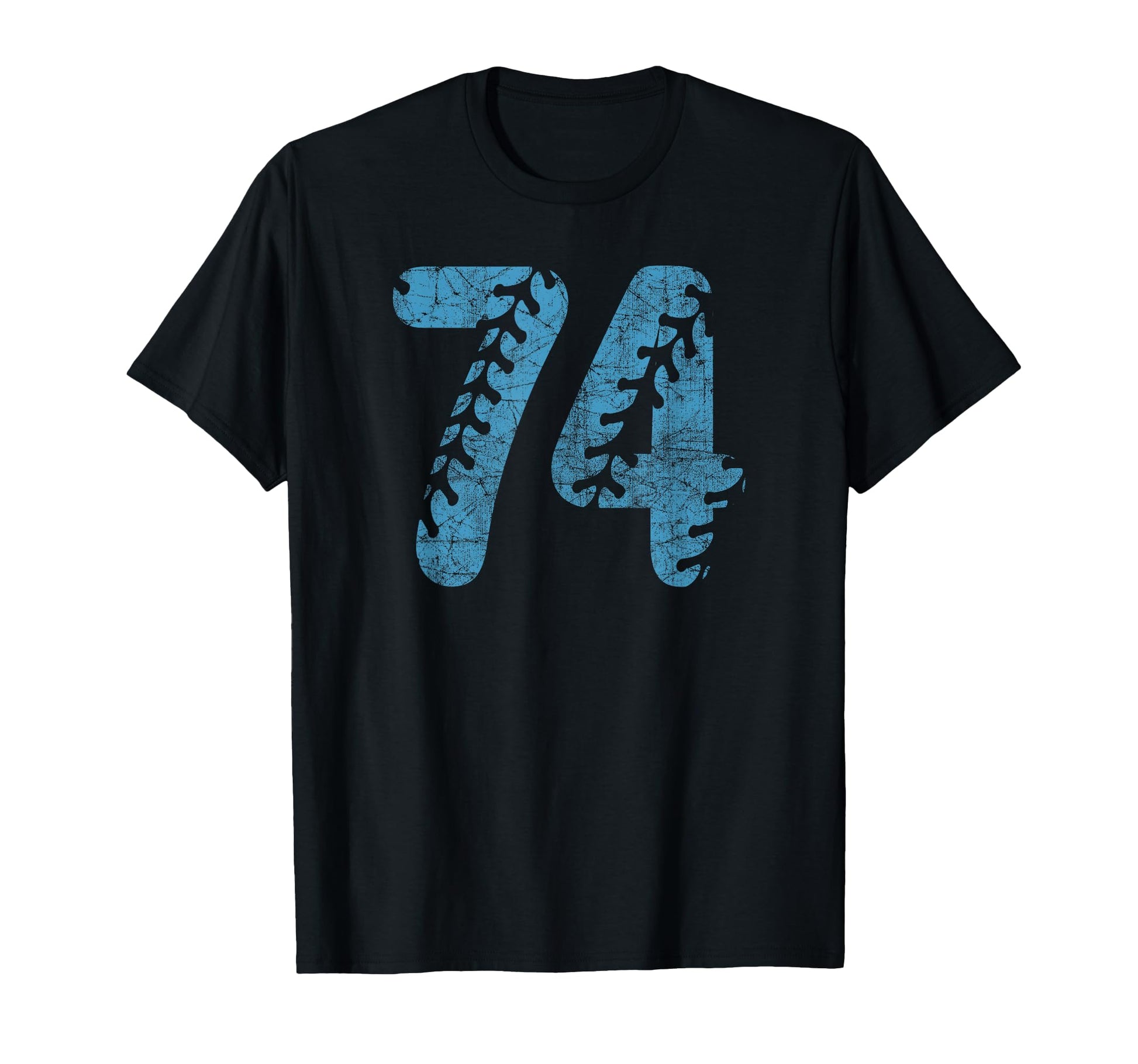 Baseball Softball Mom 74 Number Distressed T-Shirt - Trendy Graphic Unisex - T-Shirt, Sweatshirt, Hoodie