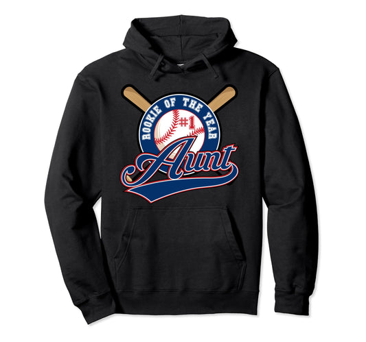 Aunt Rookie Year 1St Birthday Baseball Hoodie - Minimalist Print Men Women - T-Shirt, Sweatshirt, Hoodie