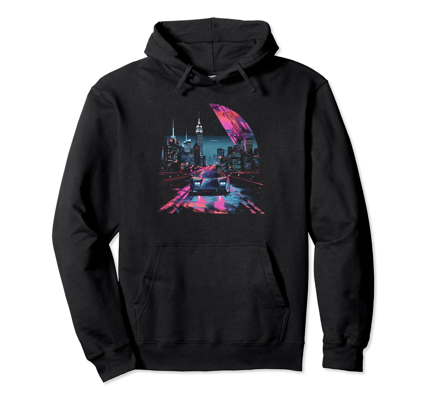 Car And City Skyline 1980S 1990S Hoodie - Custom Art Print for Adults - T-Shirt, Sweatshirt, Hoodie