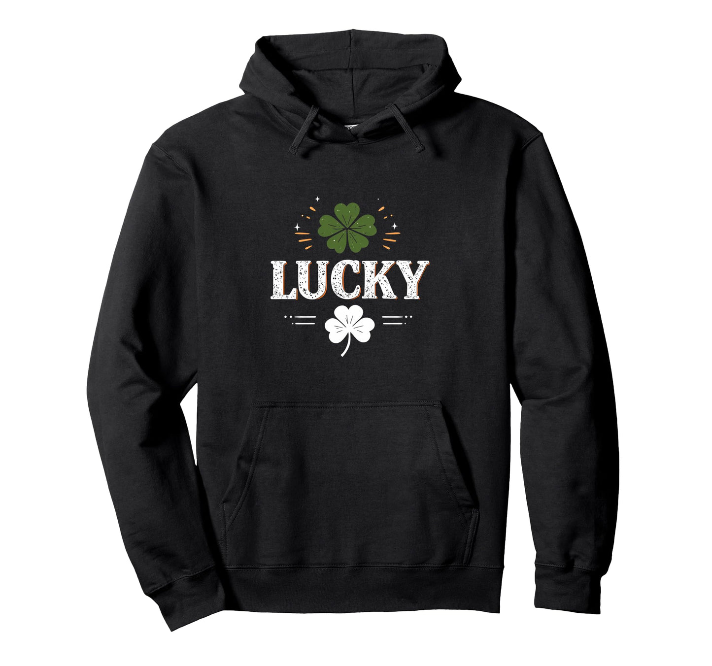 Lucky Typography Clover Hoodie - Aesthetic Graphic for Adults - T-Shirt, Sweatshirt, Hoodie