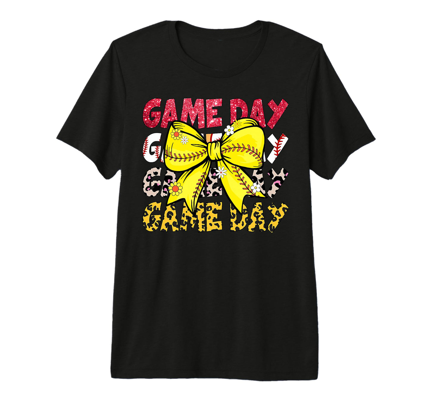 Game Day Baseball Bow Softball Hoodie - Fun Novelty Design Men Women - T-Shirt, Sweatshirt, Hoodie