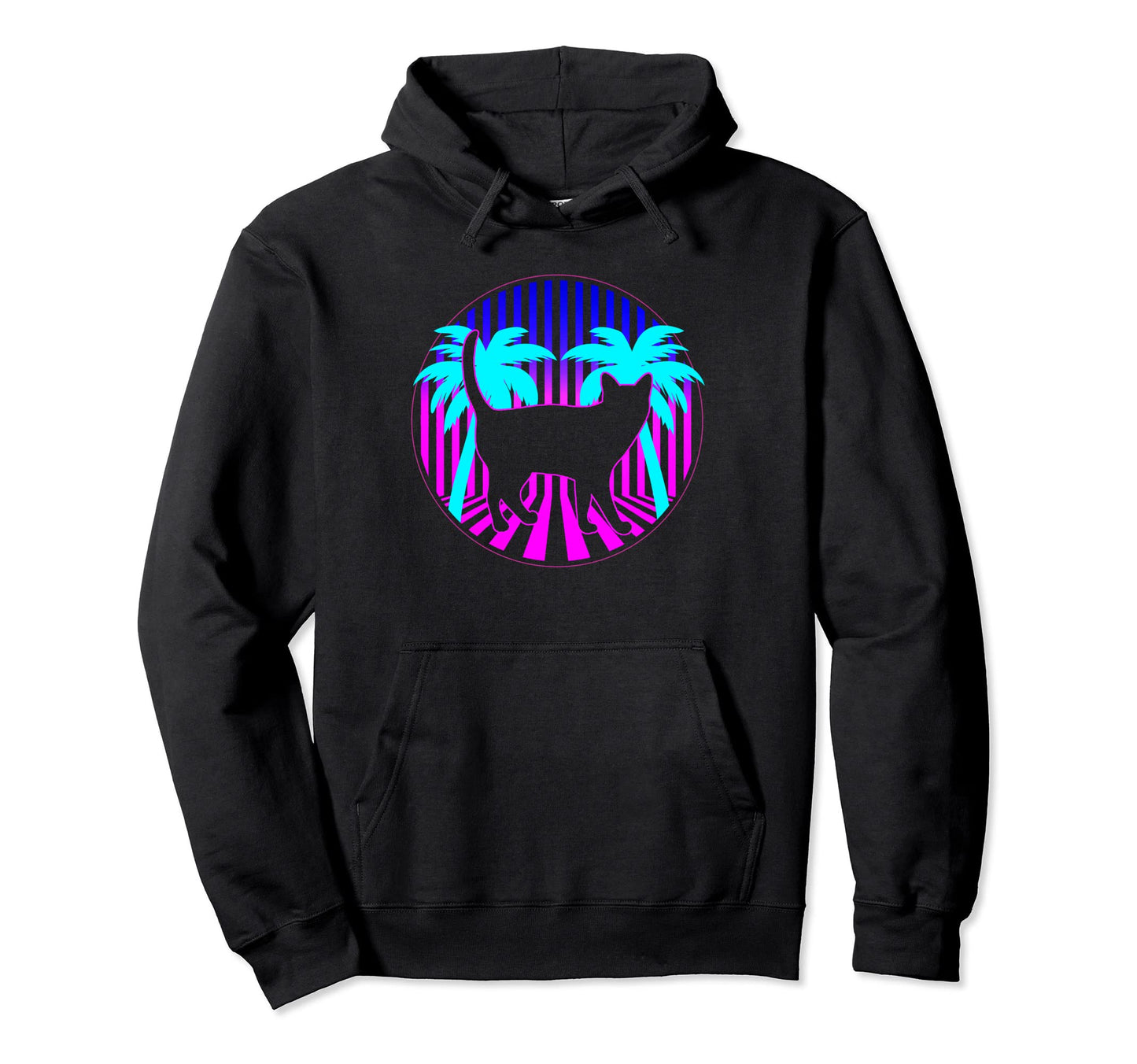 Cat Retrowave Synthwave Vaporwave Cat Hoodie - Novelty Apparel for Adults - T-Shirt, Sweatshirt, Hoodie