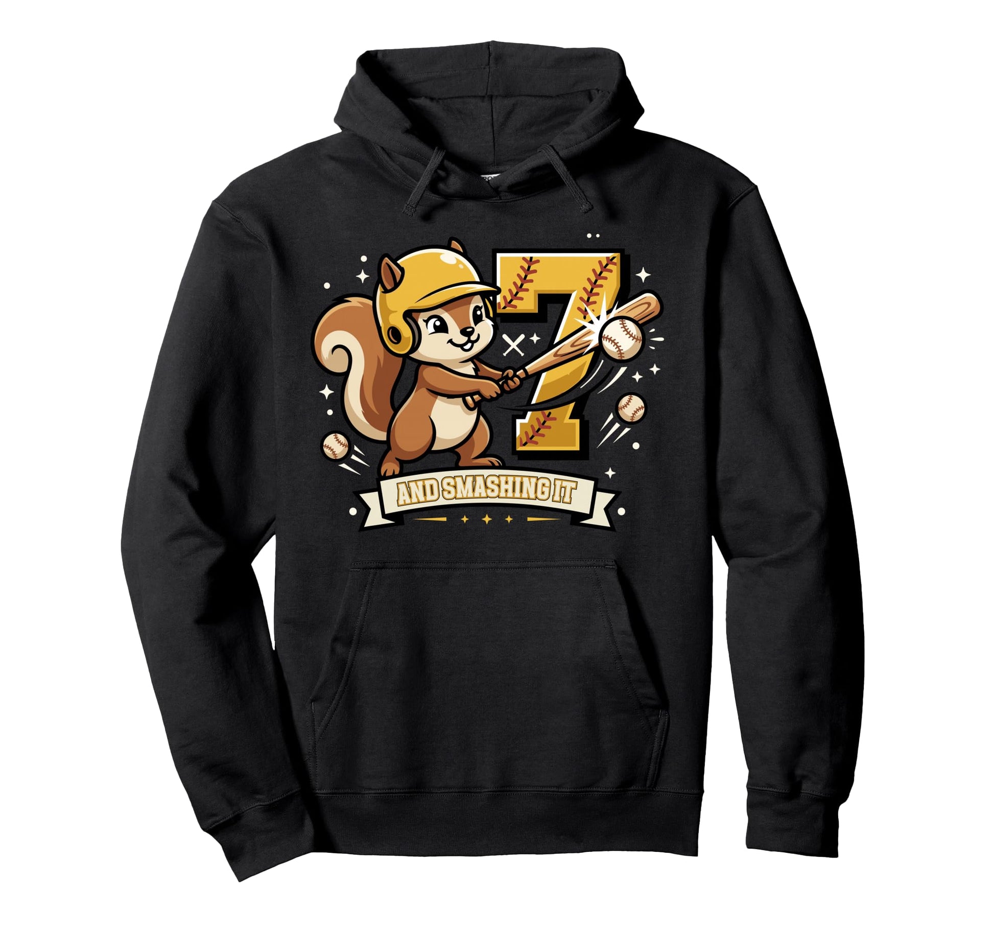 7Th Birthday Softball Smashing It Hoodie - Casual Everyday Wear Men Women - T-Shirt, Sweatshirt, Hoodie