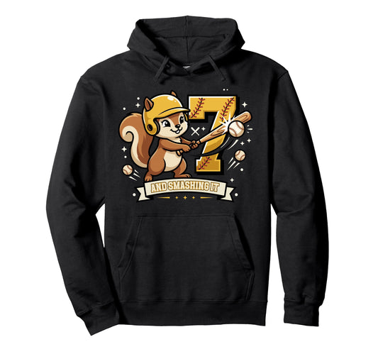7Th Birthday Softball Smashing It Hoodie - Casual Everyday Wear Men Women - T-Shirt, Sweatshirt, Hoodie