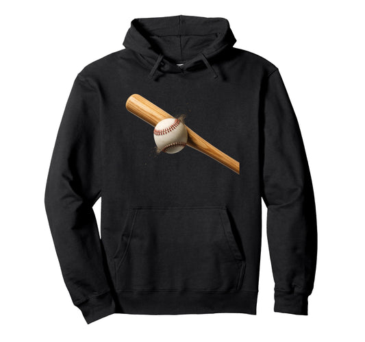 Baseball Bat Hitting Ball Home Run Hoodie - Graphic Print Men Women - T-Shirt, Sweatshirt, Hoodie
