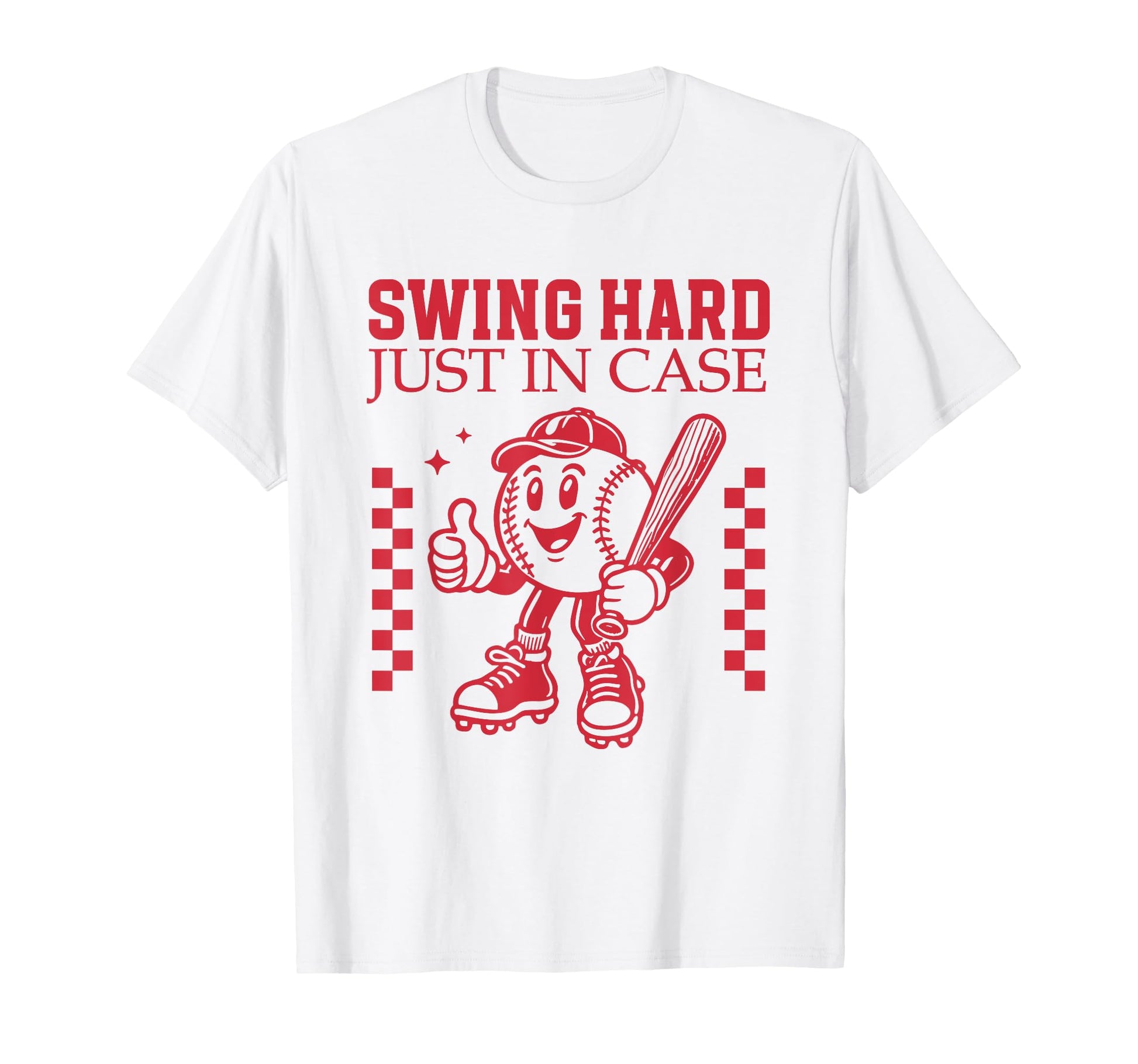 Swing Hard Just Case Baseball Cartoon T-Shirt - Trendy Graphic Men Women - T-Shirt, Sweatshirt, Hoodie