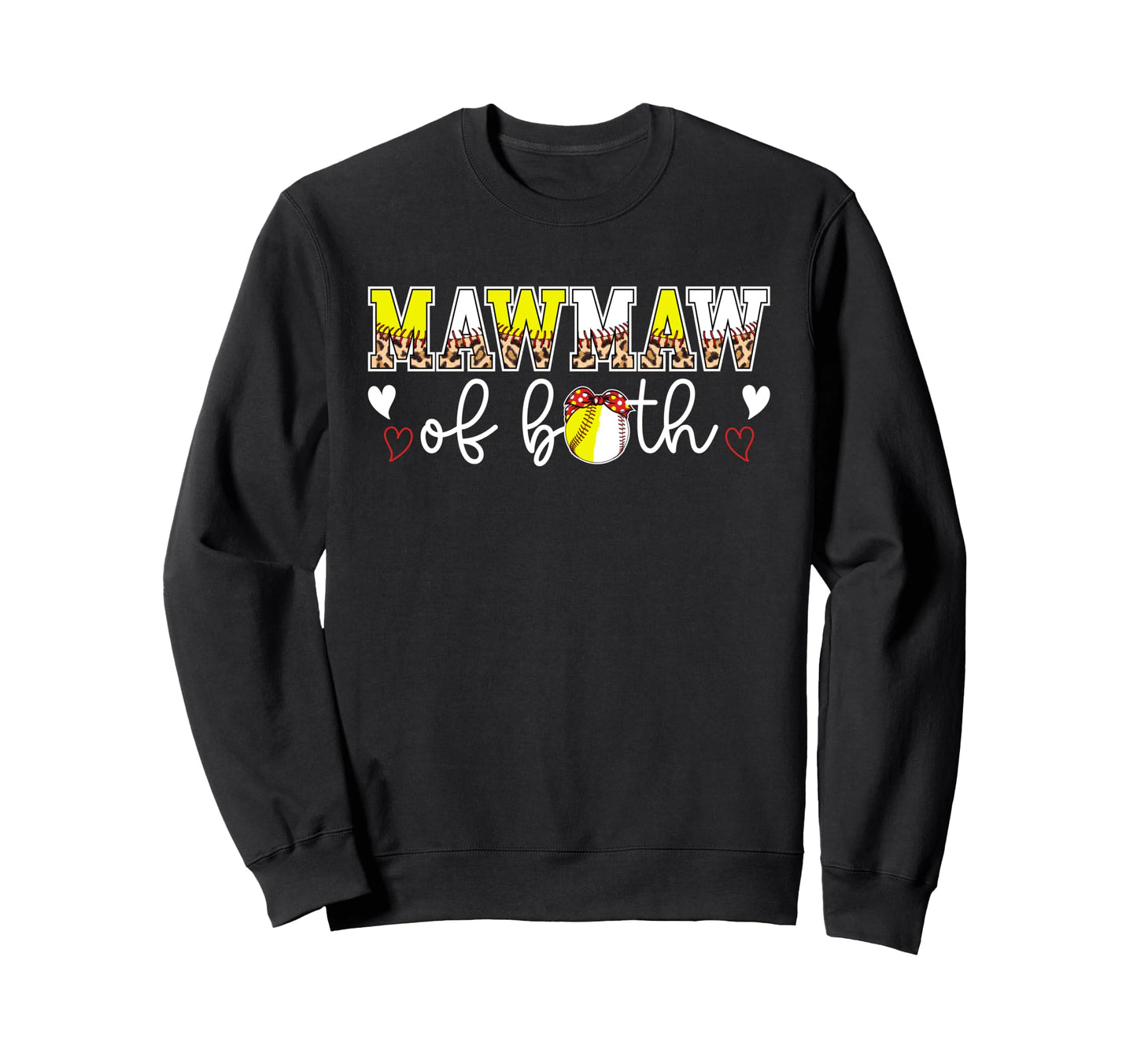 Mawmaw Both Leopard Softball Baseball Sweatshirt - Trendy Graphic Unisex - T-Shirt, Sweatshirt, Hoodie