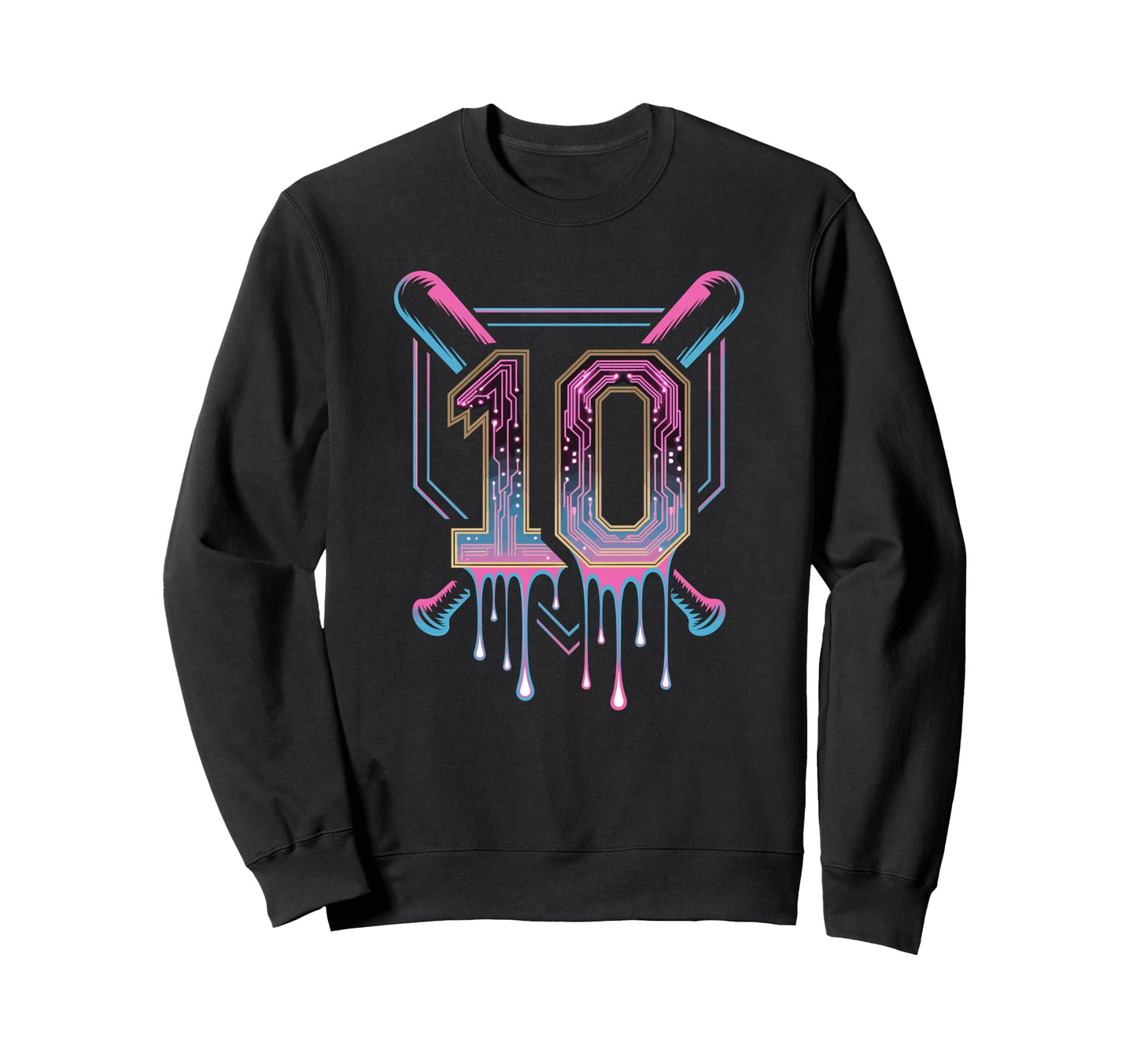 Baseball Birthday Party Vibes 10 Year Sweatshirt - Graphic Print Men Women - T-Shirt, Sweatshirt, Hoodie