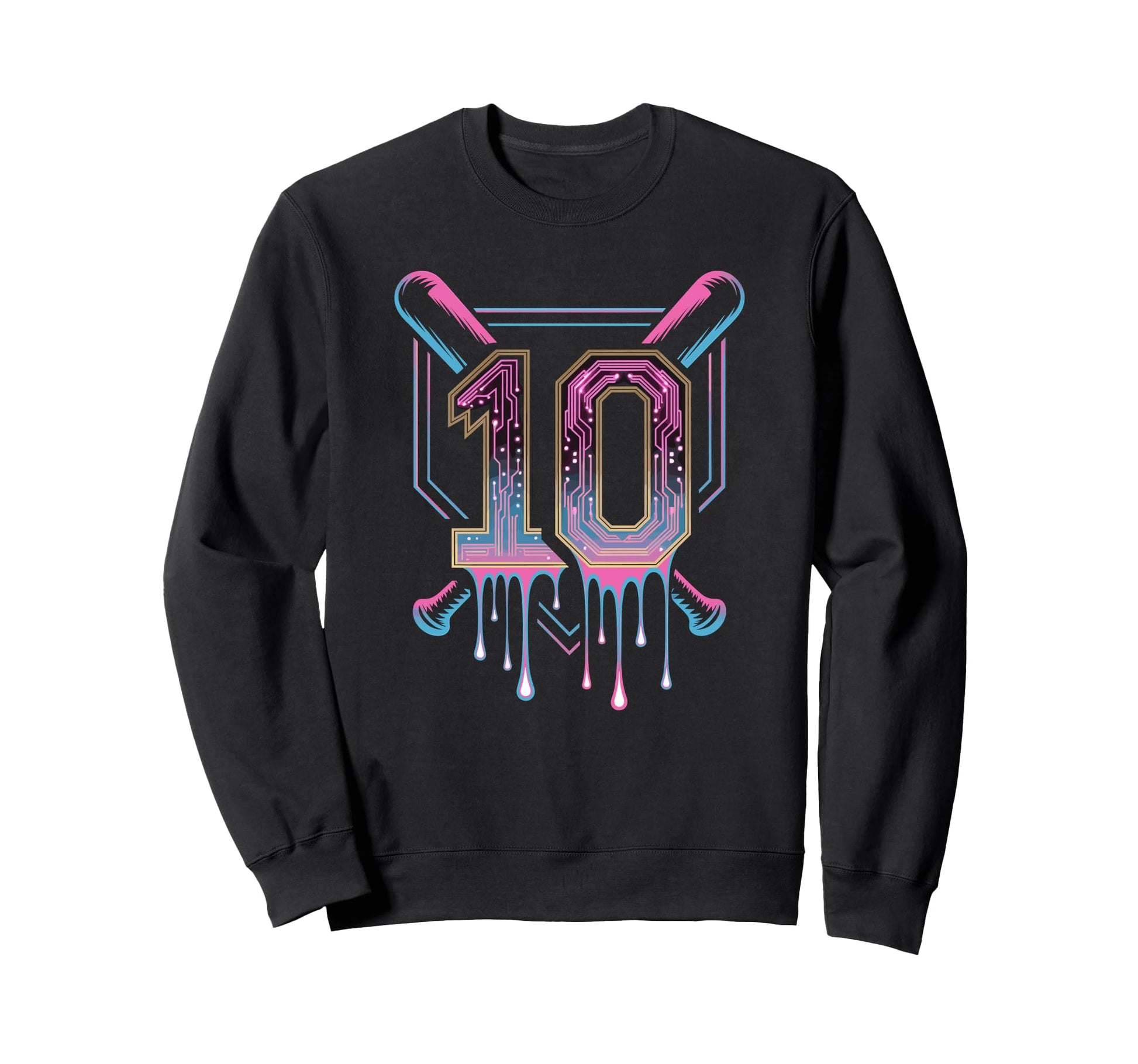 Baseball Birthday Party Vibes 10 Year Sweatshirt - Graphic Print Men Women - T-Shirt, Sweatshirt, Hoodie