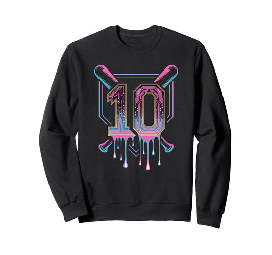 Baseball Birthday Party Vibes 10 Year Sweatshirt - Graphic Print Men Women - T-Shirt, Sweatshirt, Hoodie