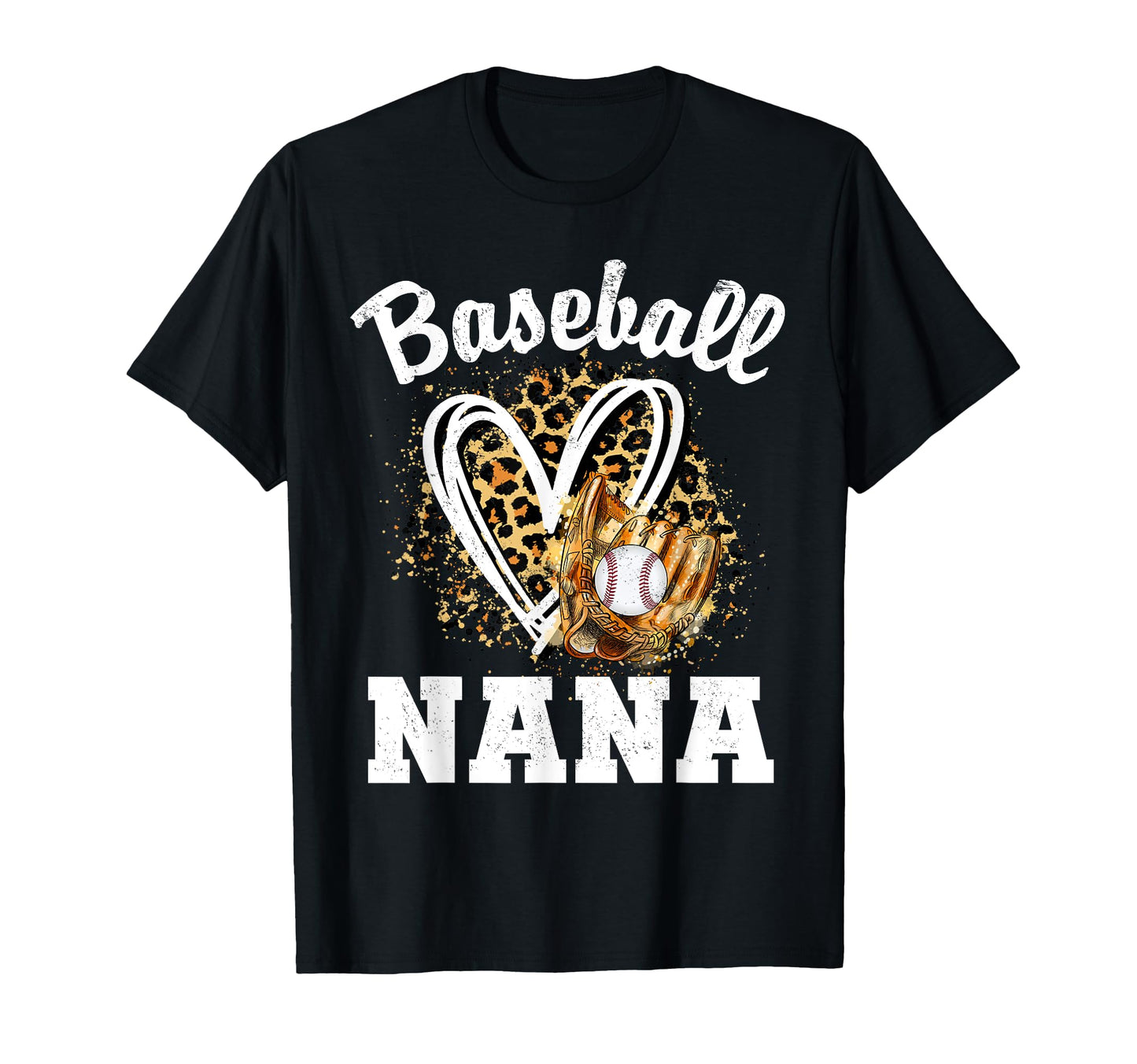 Baseball Nana Leopard Heart Grandma T-Shirt - Minimalist Print for Adults - T-Shirt, Sweatshirt, Hoodie