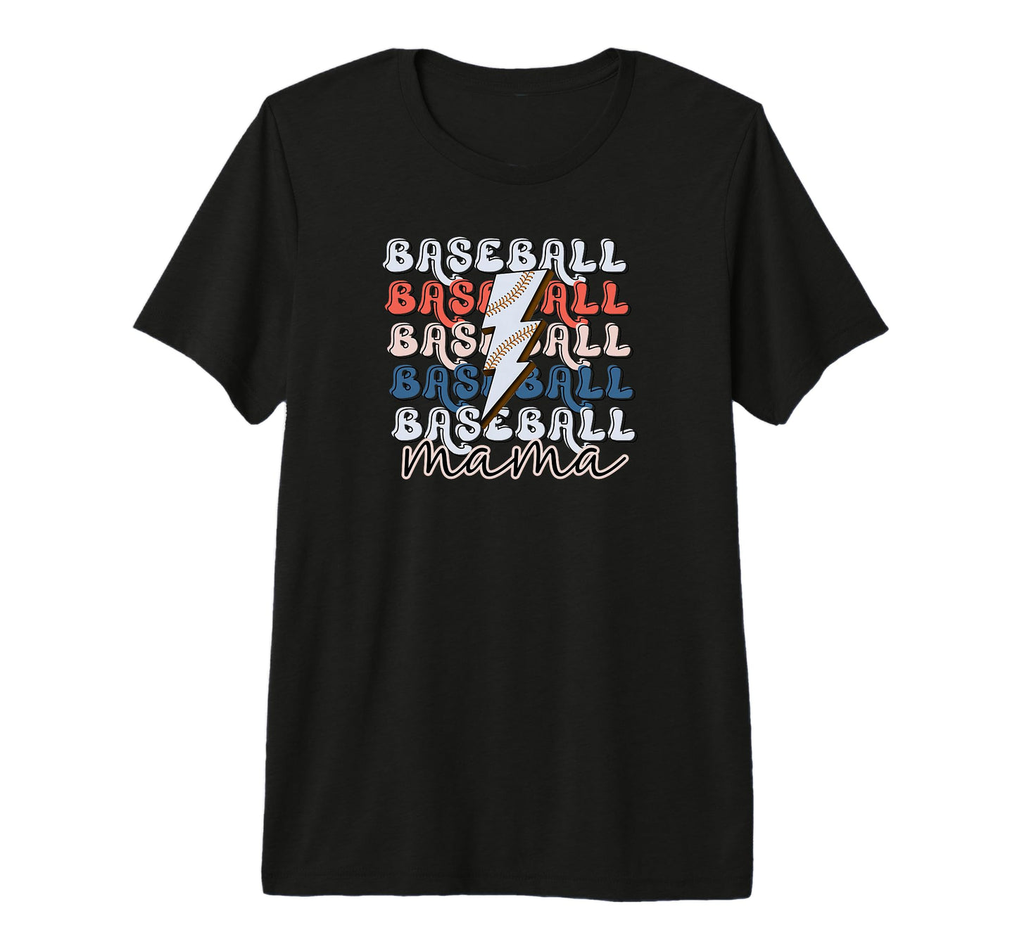 Baseball Mama Lightning Bolt Tri Blend T-Shirt - Graphic Print Men Women - T-Shirt, Sweatshirt, Hoodie
