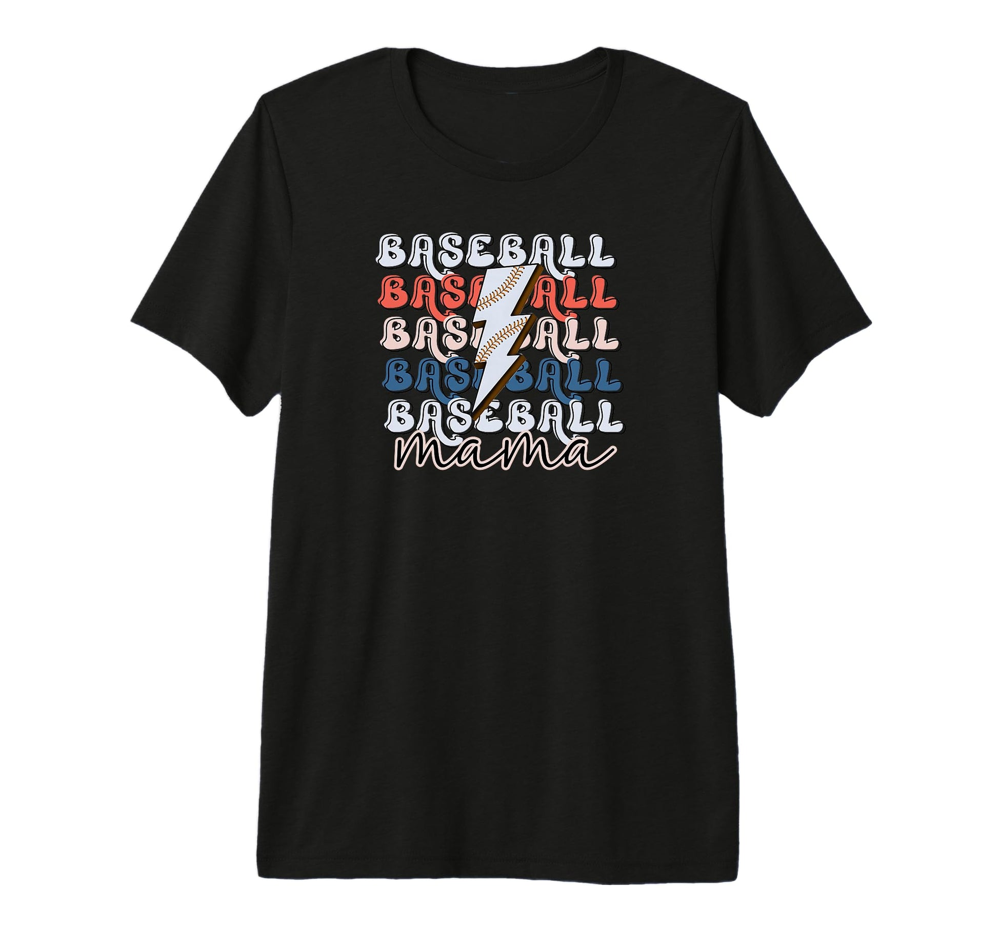 Baseball Mama Lightning Bolt Tri Blend T-Shirt - Graphic Print Men Women - T-Shirt, Sweatshirt, Hoodie