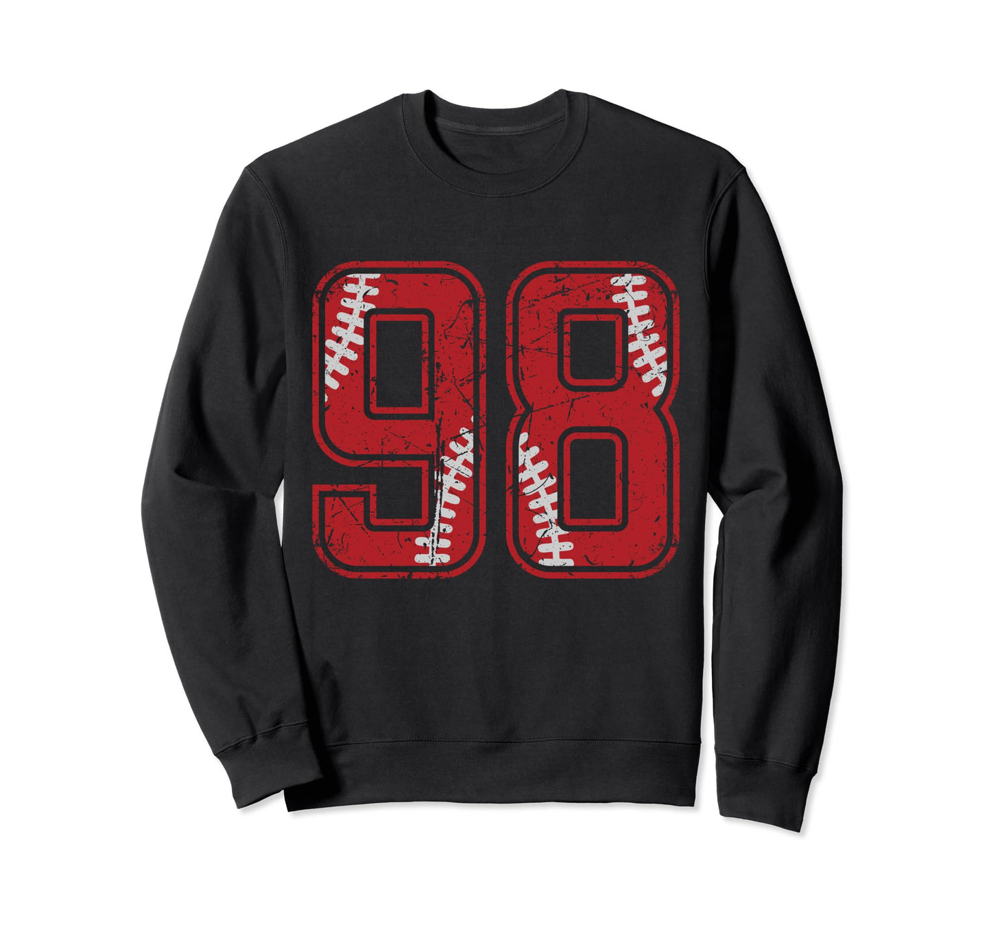 Number 98 Distressed Baseball Sweatshirt - Streetwear Style Men Women - T-Shirt, Sweatshirt, Hoodie