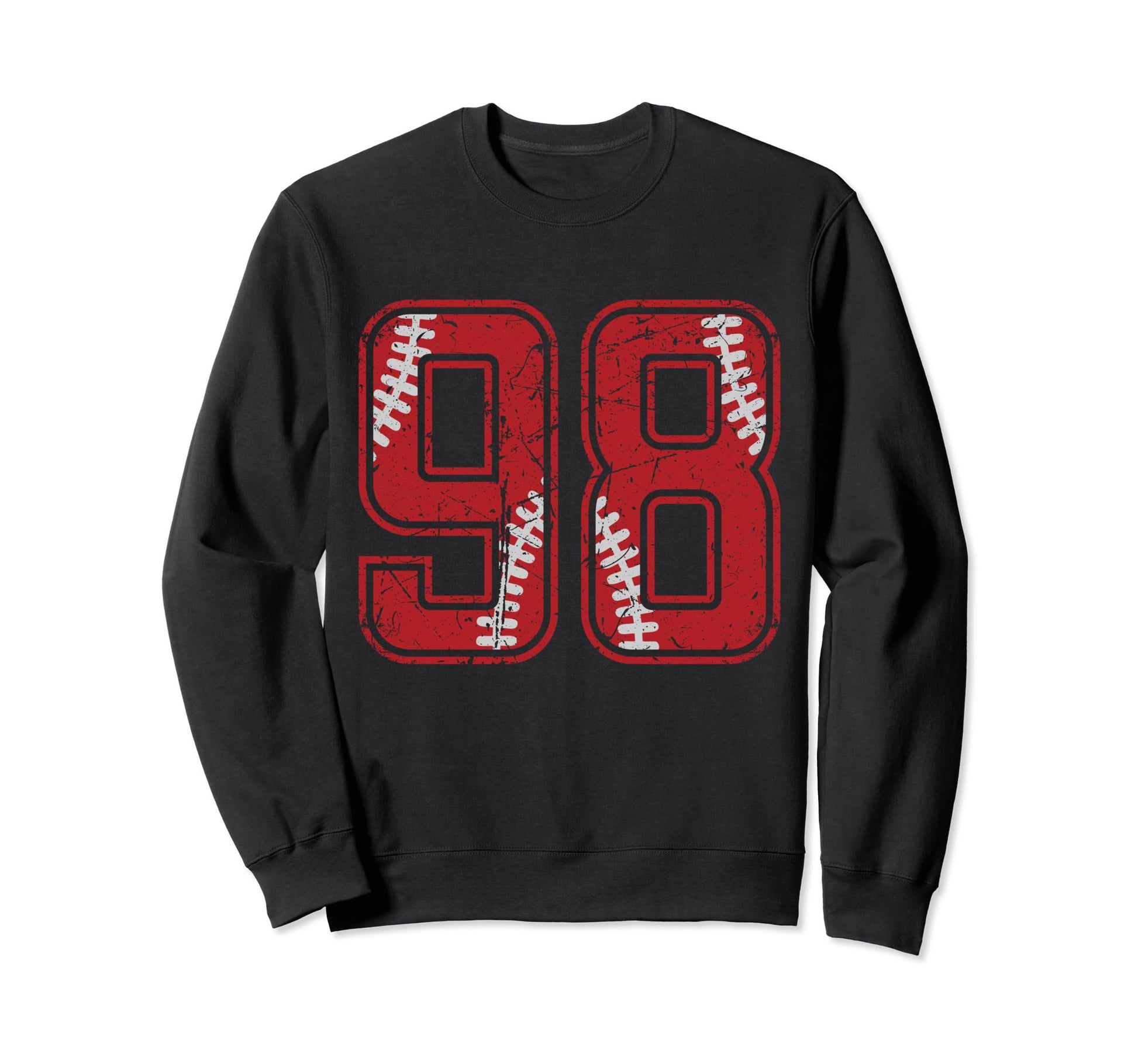 Number 98 Distressed Baseball Sweatshirt - Streetwear Style Men Women - T-Shirt, Sweatshirt, Hoodie