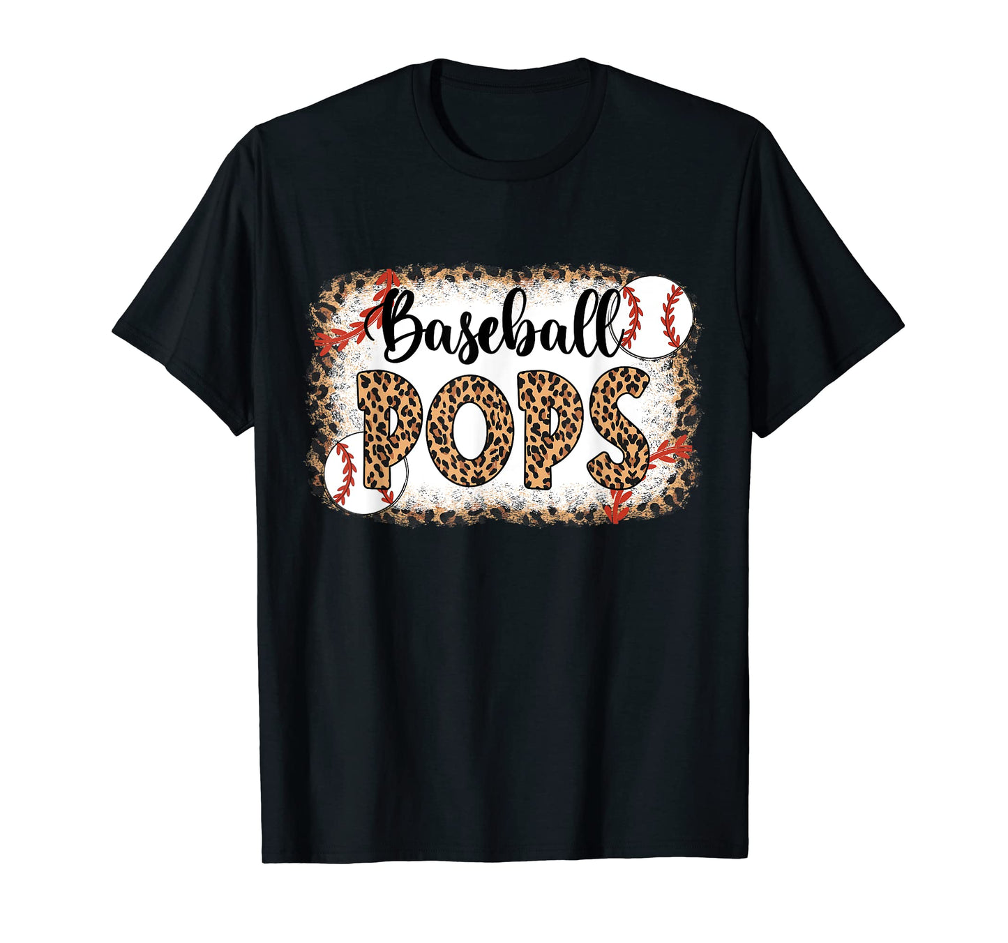 Baseball Pops Leopard Baseball Fathers T-Shirt - Graphic Print Men Women - T-Shirt, Sweatshirt, Hoodie