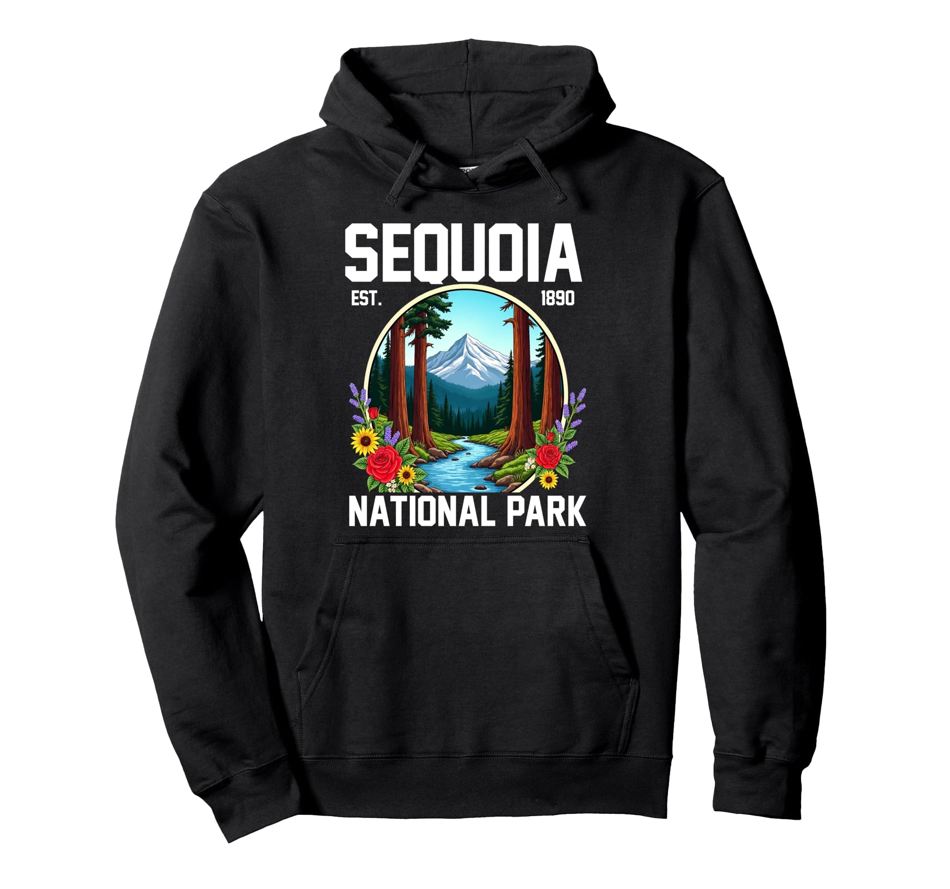Floral Sequoia National Park Hiking Hoodie - Aesthetic Graphic for Adults - T-Shirt, Sweatshirt, Hoodie