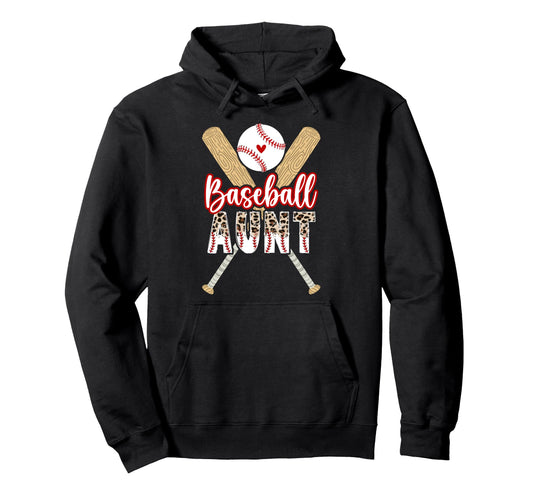Baseball Aunt Baseball Player Auntie Hoodie - Novelty Apparel for Adults - T-Shirt, Sweatshirt, Hoodie