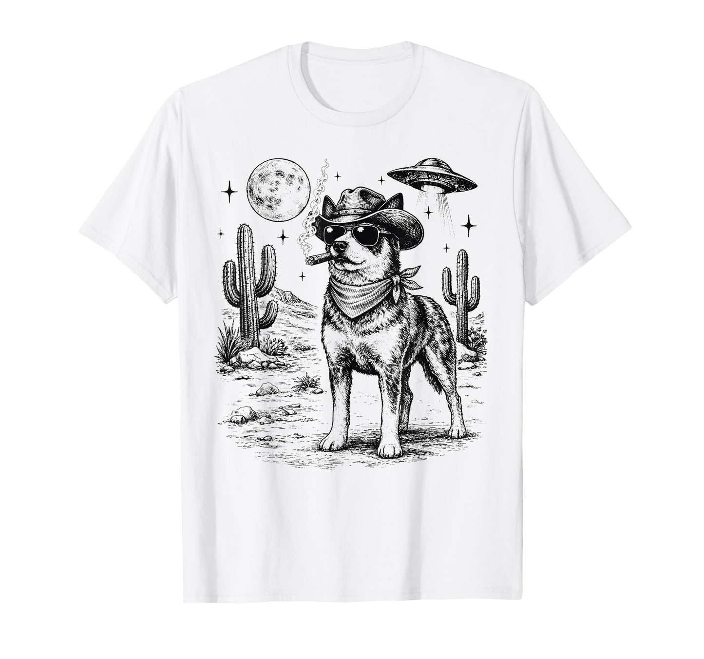 Cowboy Dog Funny Australian Cattle T-Shirt - Custom Art Print for Adults - T-Shirt, Sweatshirt, Hoodie