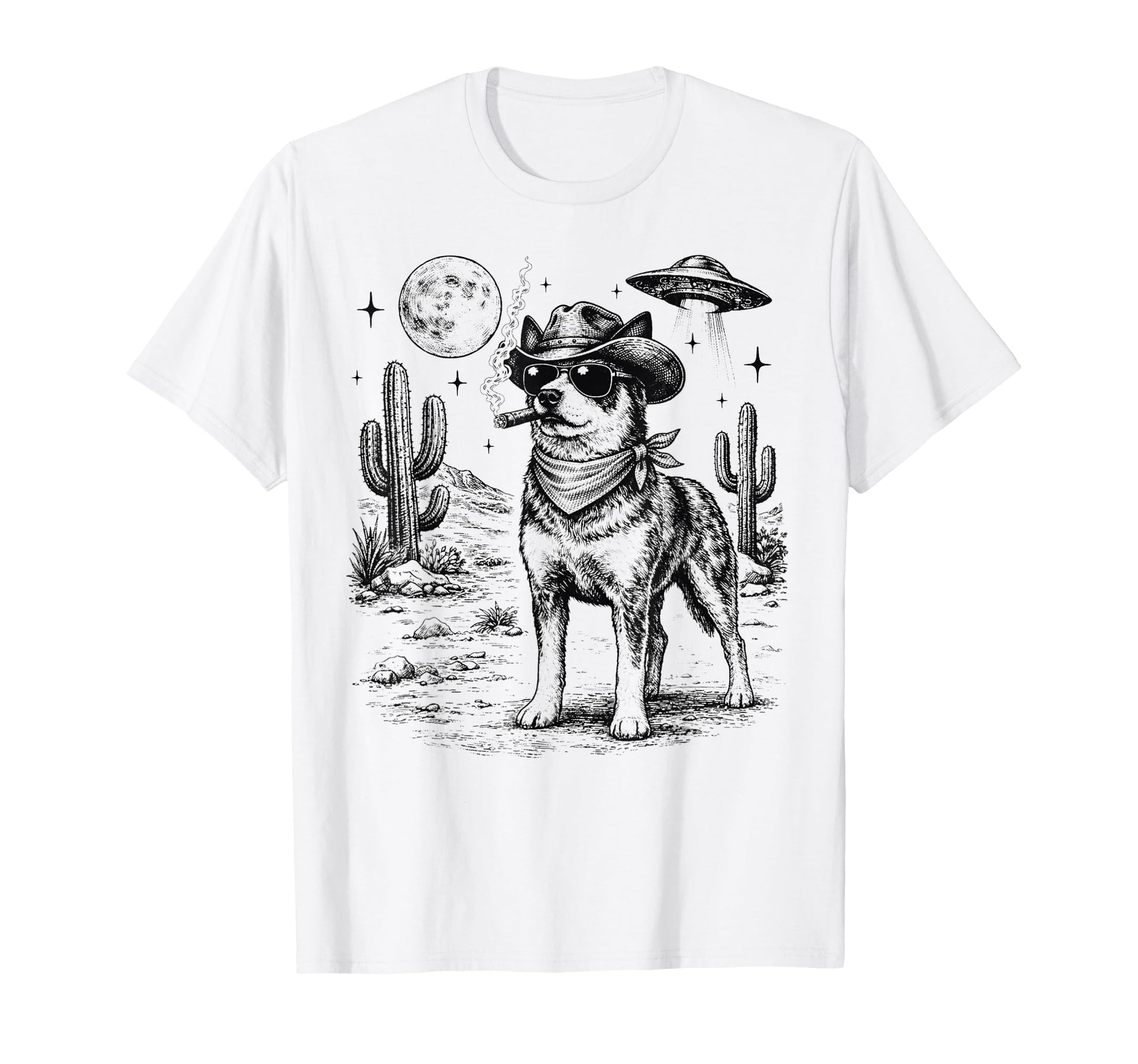 Cowboy Dog Funny Australian Cattle T-Shirt - Custom Art Print for Adults - T-Shirt, Sweatshirt, Hoodie