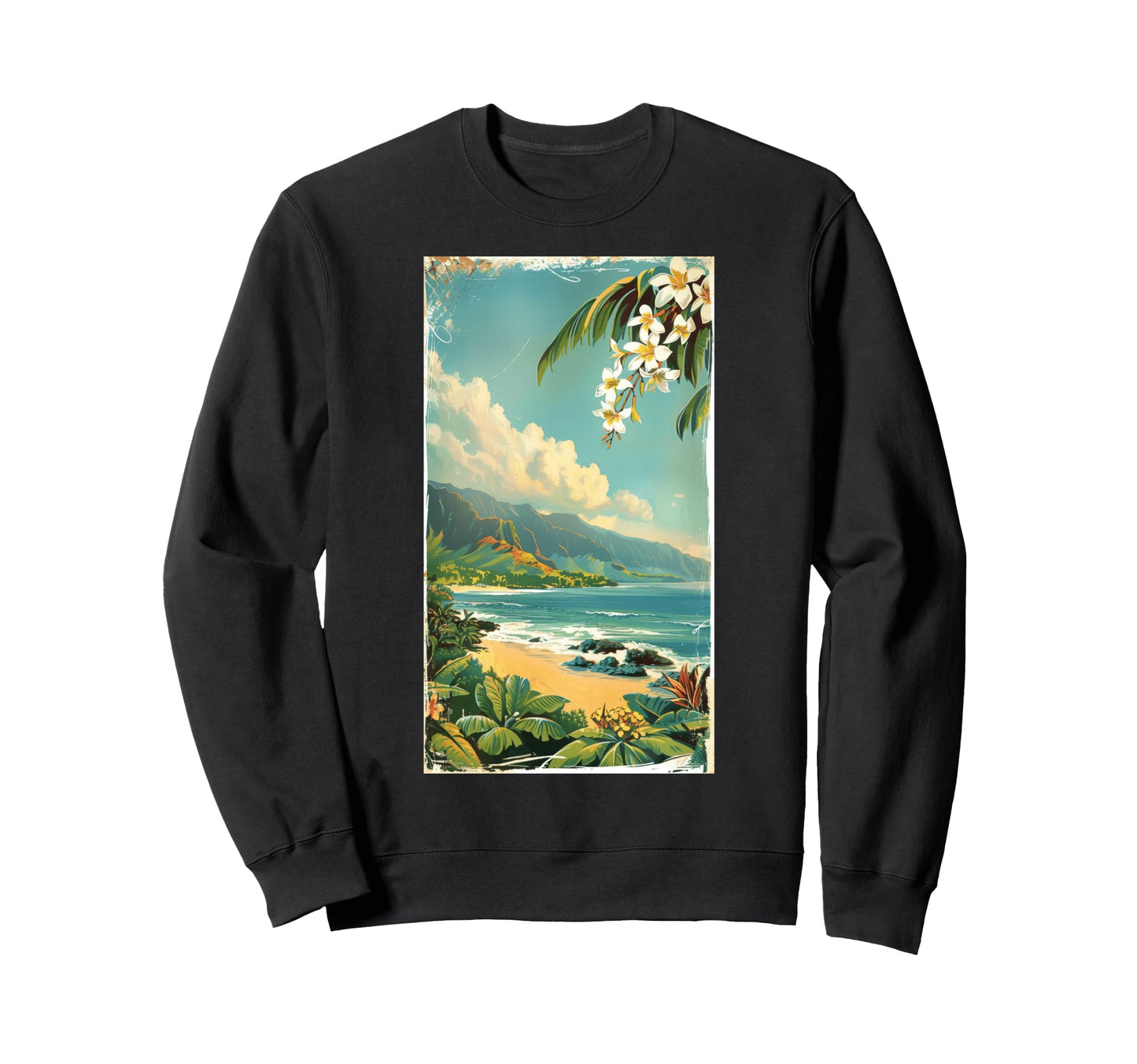 Hawaiian Postcard Inspired Sweatshirt - Minimalist Print for Adults - T-Shirt, Sweatshirt, Hoodie