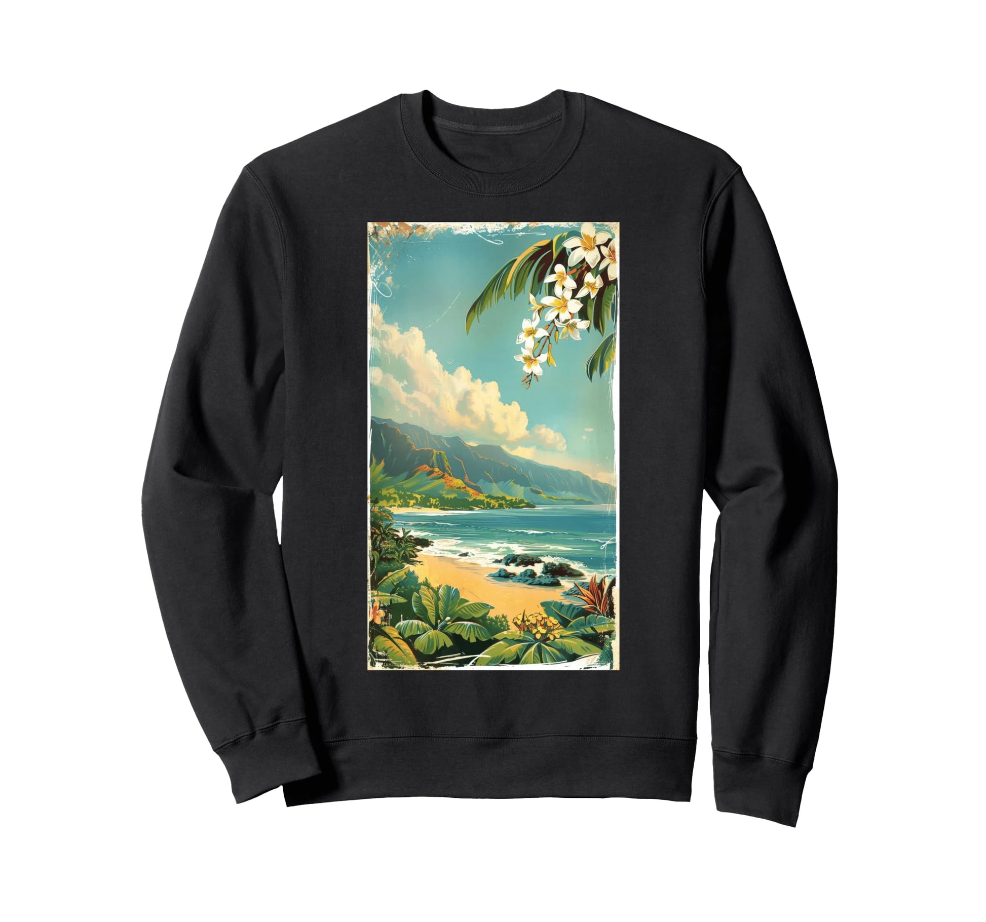 Hawaiian Postcard Inspired Sweatshirt - Minimalist Print for Adults - T-Shirt, Sweatshirt, Hoodie