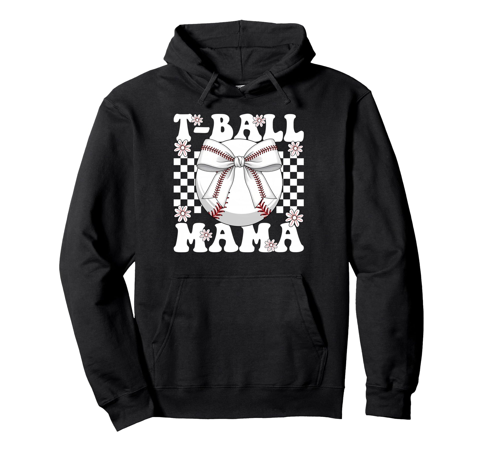 Baseball Bow Coquette Floral Sports Mom Hoodie - Unique Graphic Men Women - T-Shirt, Sweatshirt, Hoodie