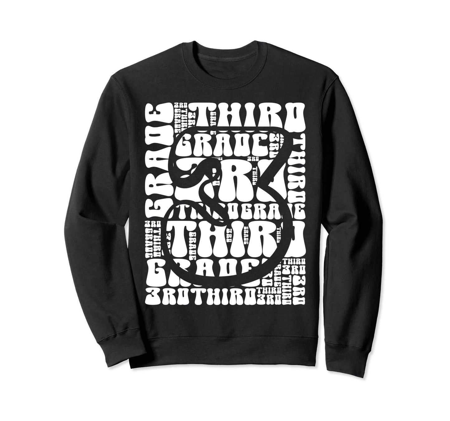 Groovy Third Grade Typography Sweatshirt - Fun Novelty Design for Adults - T-Shirt, Sweatshirt, Hoodie