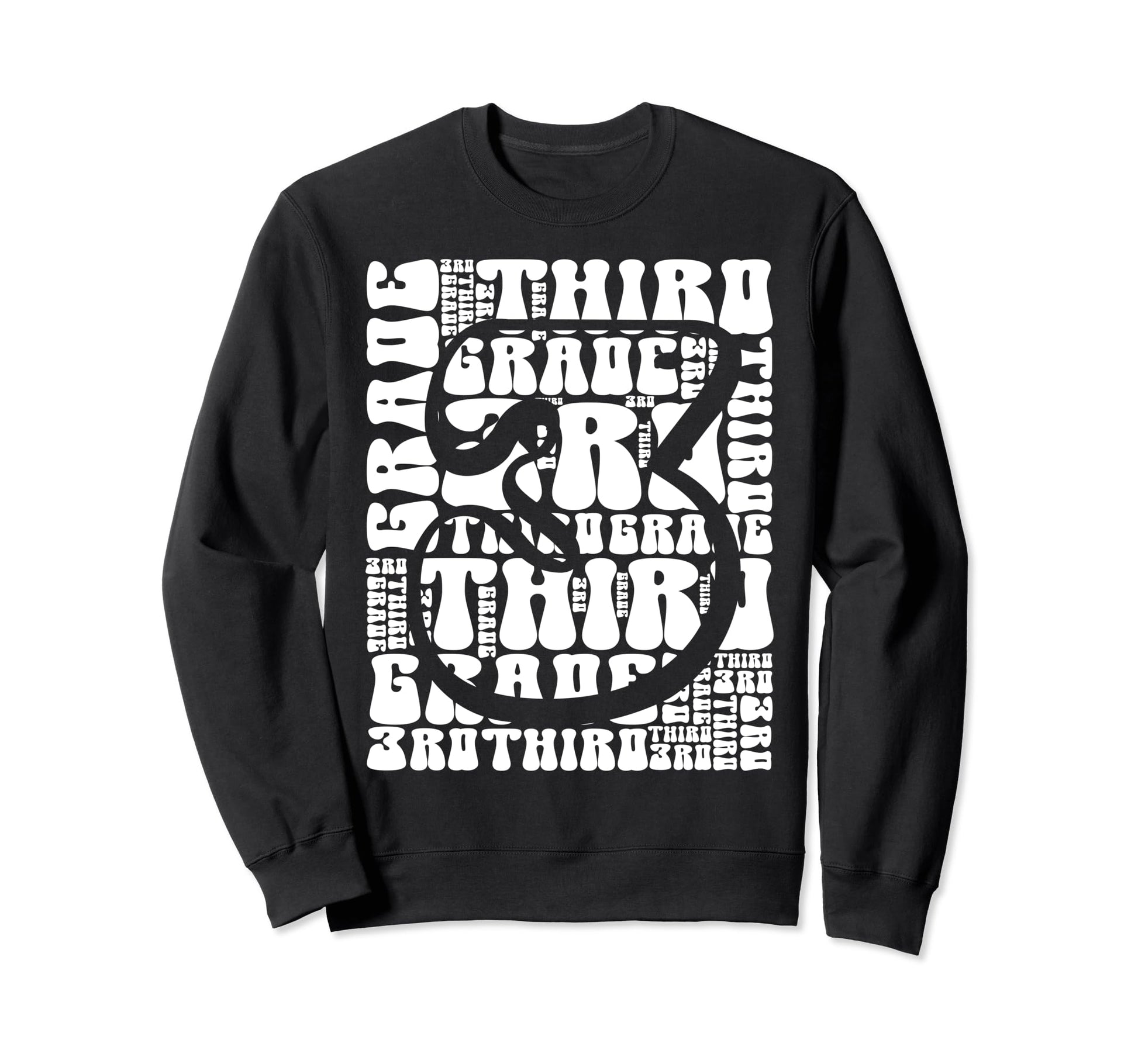Groovy Third Grade Typography Sweatshirt - Fun Novelty Design for Adults - T-Shirt, Sweatshirt, Hoodie