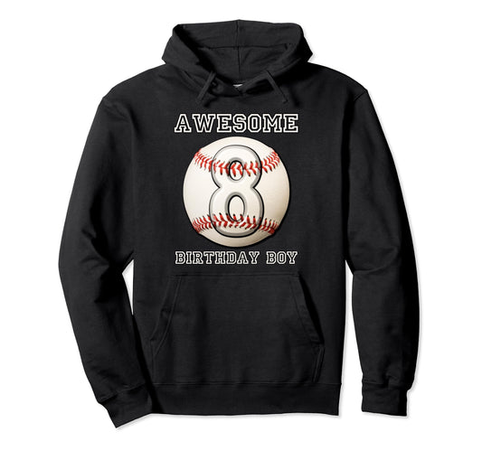 8 Years Old Baseball Themed 8Th Hoodie - Minimalist Print for Adults - T-Shirt, Sweatshirt, Hoodie