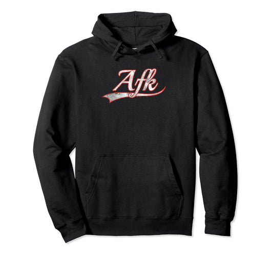 Afk Varsity Distressed Throwback Hoodie - Novelty Apparel for Adults - T-Shirt, Sweatshirt, Hoodie