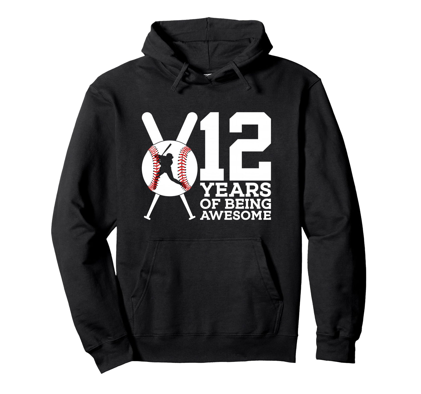 12 Years Being Awesome Baseball 12Th Hoodie - Trendy Graphic for Adults - T-Shirt, Sweatshirt, Hoodie