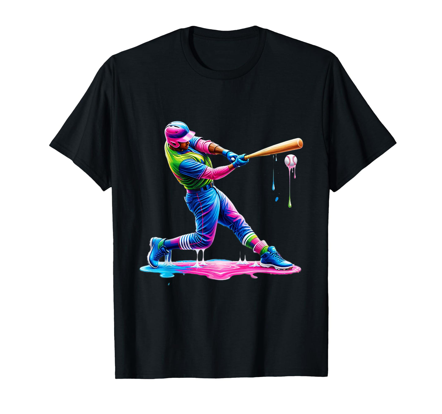 Baseball Player Drip Ice Cream Drip T-Shirt - Unique Graphic Unisex - T-Shirt, Sweatshirt, Hoodie
