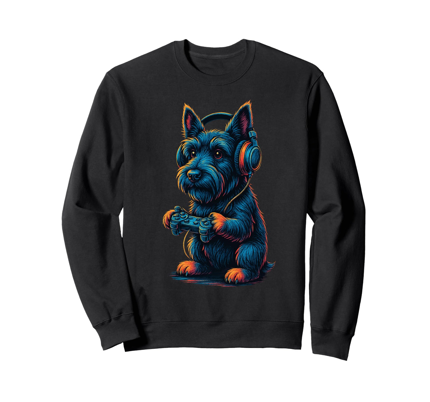 Scottish Terrier Gamer Gaming Dog Sweatshirt - Novelty Apparel for Adults - T-Shirt, Sweatshirt, Hoodie
