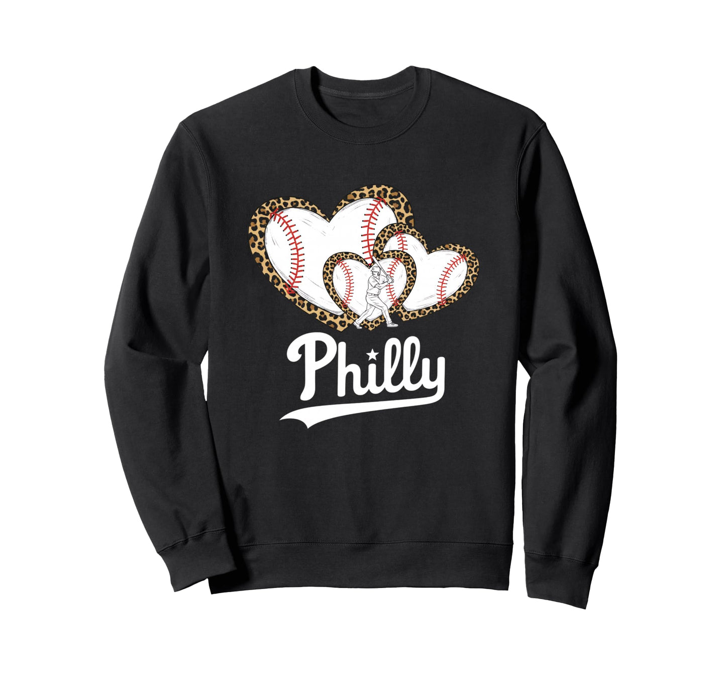 Leopard Baseball Heart Baseball Sweatshirt - Aesthetic Graphic Men Women - T-Shirt, Sweatshirt, Hoodie